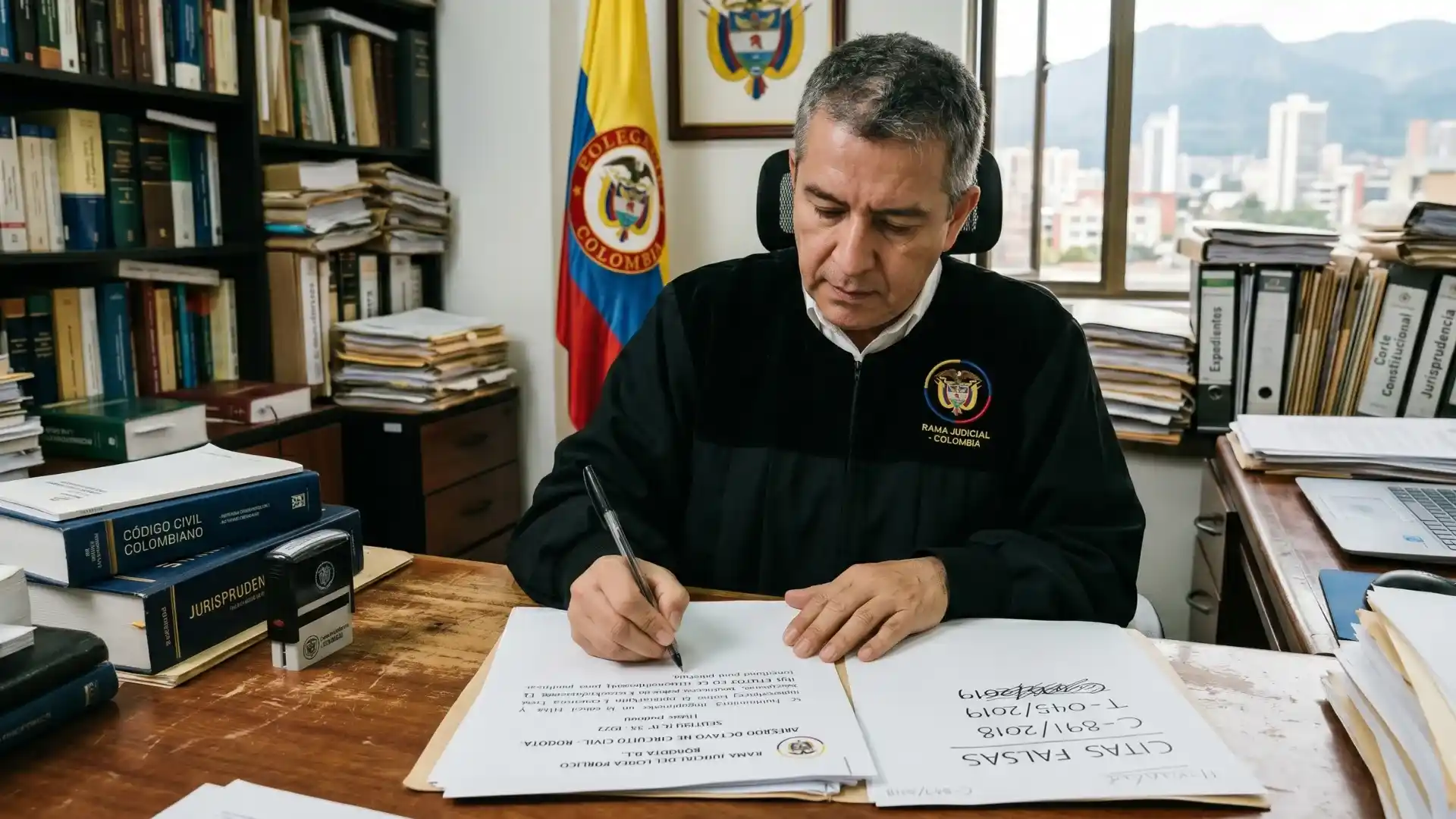 Un documento de texto legal con el título 'Decretan la nulidad de un fallo disciplinario por inexistencia de citas jurisprudenciales'. El contenido describe un caso real en Colombia donde la Comisión Nacional de Disciplina Judicial anuló una decisión de archivo de un proceso disciplinario contra un juez municipal. La Comisión determinó que cinco de seis citas de jurisprudencia utilizadas como fundamento eran falsas, inexactas o inexistentes, lo que constituye una violación al debido proceso. El texto también hace una advertencia sobre la gravedad de esta práctica, comparándola con las 'alucinaciones' de la inteligencia artificial y señalando que no es un error menor, sino una irregularidad sustancial.