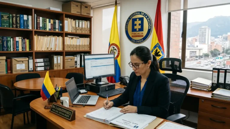 Un fragmento de texto legal pulido y oficial en español, presentado como una placa de información enmarcada sobre papel texturizado. El texto aclara que la calificación jurídica de un delito puede cambiar entre las etapas de imputación y acusación si los hechos jurídicamente relevantes se mantienen inmutables, citando a la Corte Suprema de Justicia de Colombia, el principio de progresividad y el Artículo 351 de la Ley 906 de 2004.